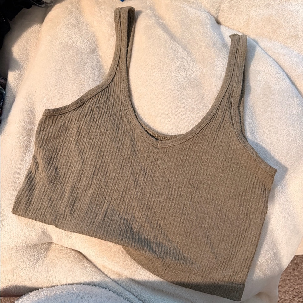 Urban Outfitters Olive Ribbed Crop Top - Picture 5 of 6